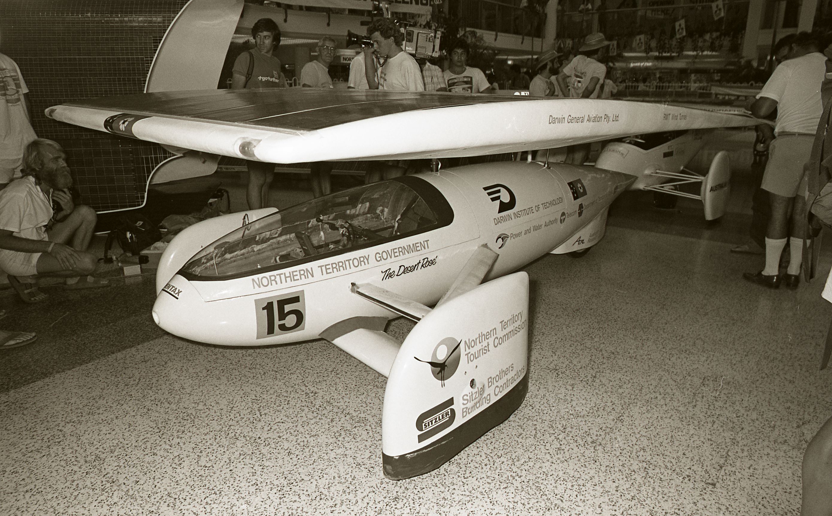 [Solar Cars on display at Casuarina Square, 30 October 1987] <br />Image courtesy of Northern Territory Archives Service, Department of Chief Minister, NTRS 3823, Item BW2685, 30.