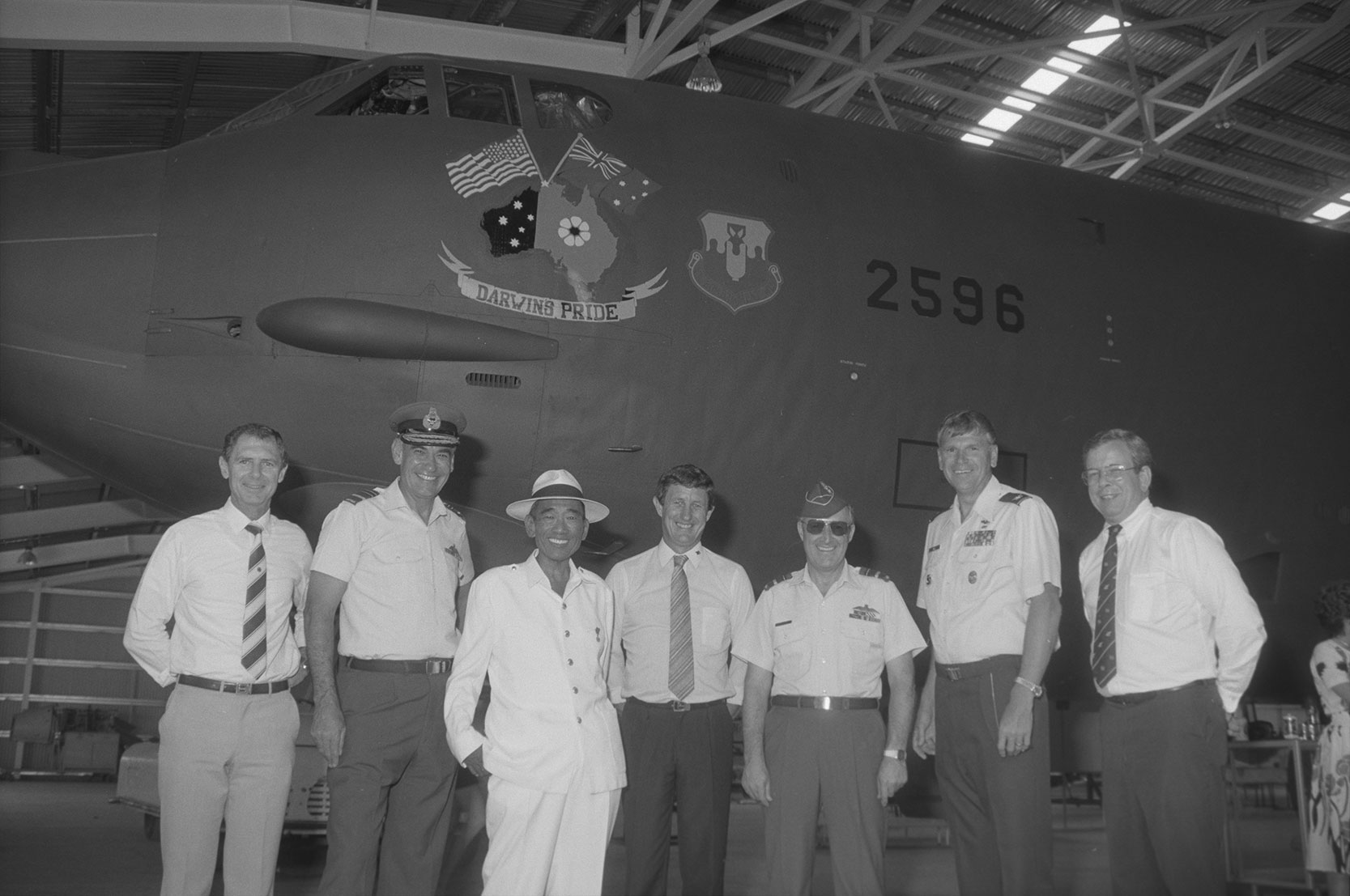 Opening of the Darwin Aviation Museum, 2 June 1990<br />Image courtesy of Library & Archives NT,  Department of the Chief Minister, NTRS 3823 P1, Box 11, BW2909, Image 27